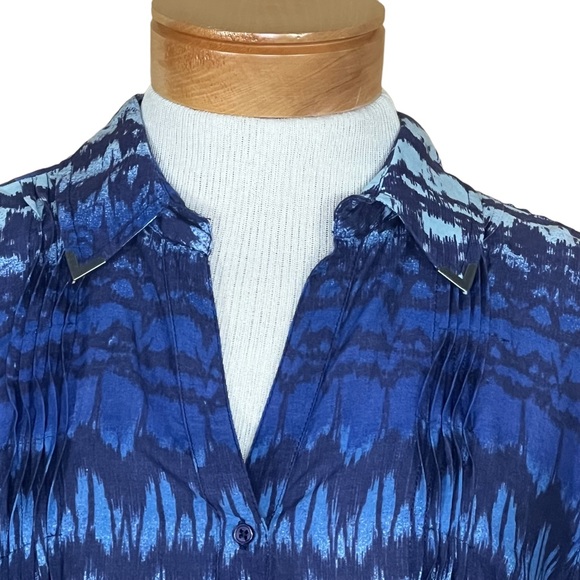 Vintage America Women’s Button Up Blue Tunic With Ink Blot Pattern Small… - Picture 2 of 15